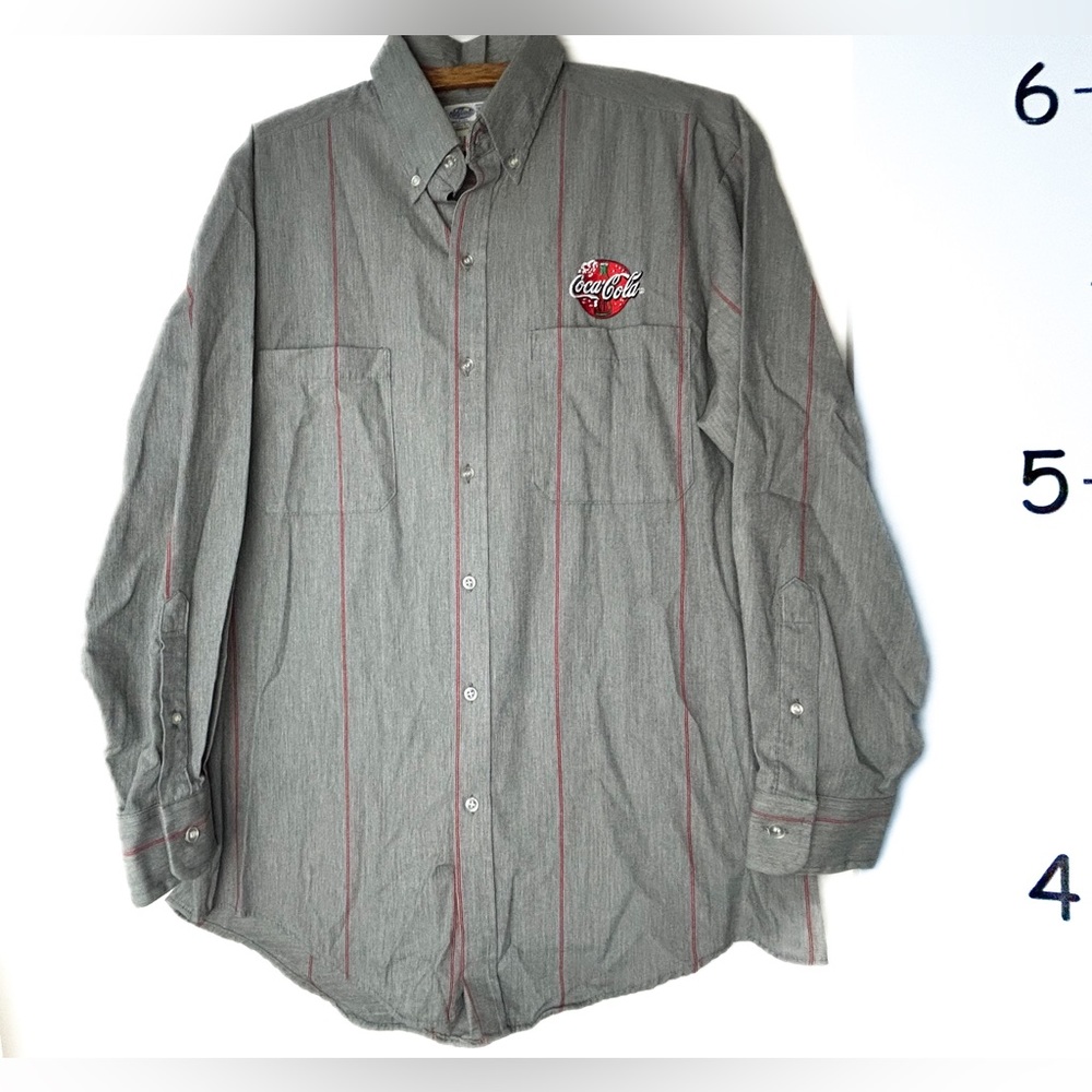 Coca-cola Gray Button-down‎ Work Shirt 16-16.5" Men's Large